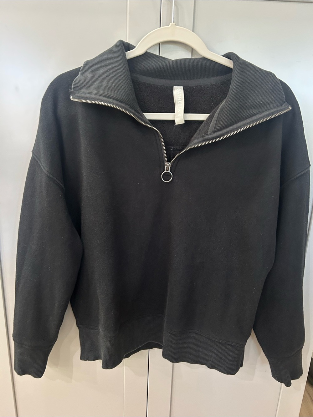 Athleta Black Quarter Zip Sweatshirt Pullover High Collar Size XS